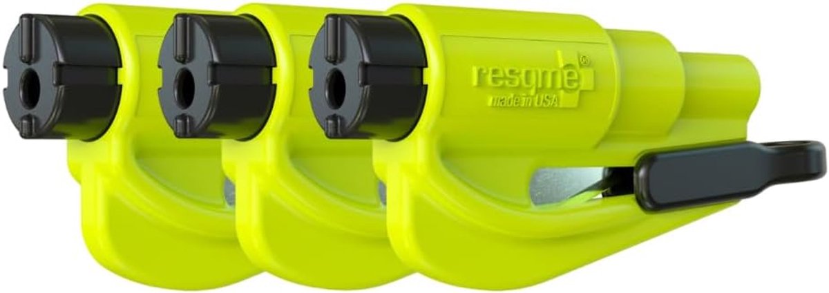 SnelShoppen - Car Security Keychain Ruitenverbreker en Veiligheidsgordel Cutter - 2-in-1 Noodhamer - Geel - Set van 3 - Compact en Handig voor Auto Ve