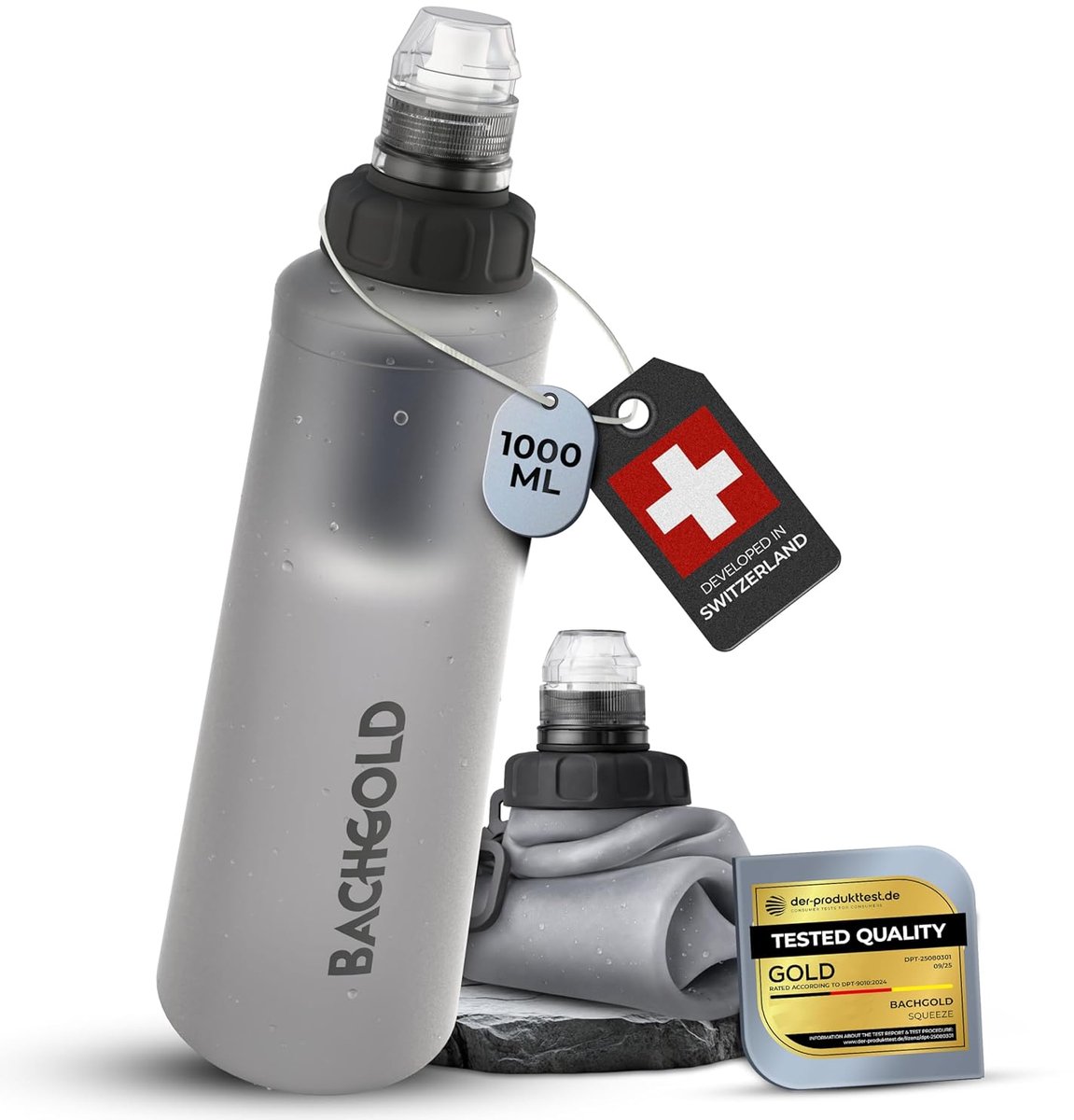 SnelShoppen - Ultralight Waterfilter Fles 1000ml | Filters Virussen, Bacteriën & Microplastics | Ideaal voor Camping, Outdoor en Avonturen (Wit)
