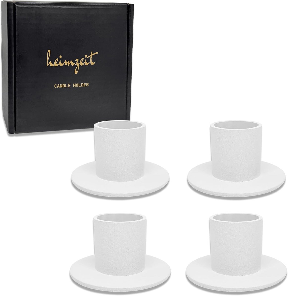 SnelShoppen - Candle Holder voor Stafkaarsen Ø22 mm - 4 Stuks, Ronde Witte Kaarsenstandaard van Hoogwaardig IJzer voor Elegante Tafel- en Kamersetting