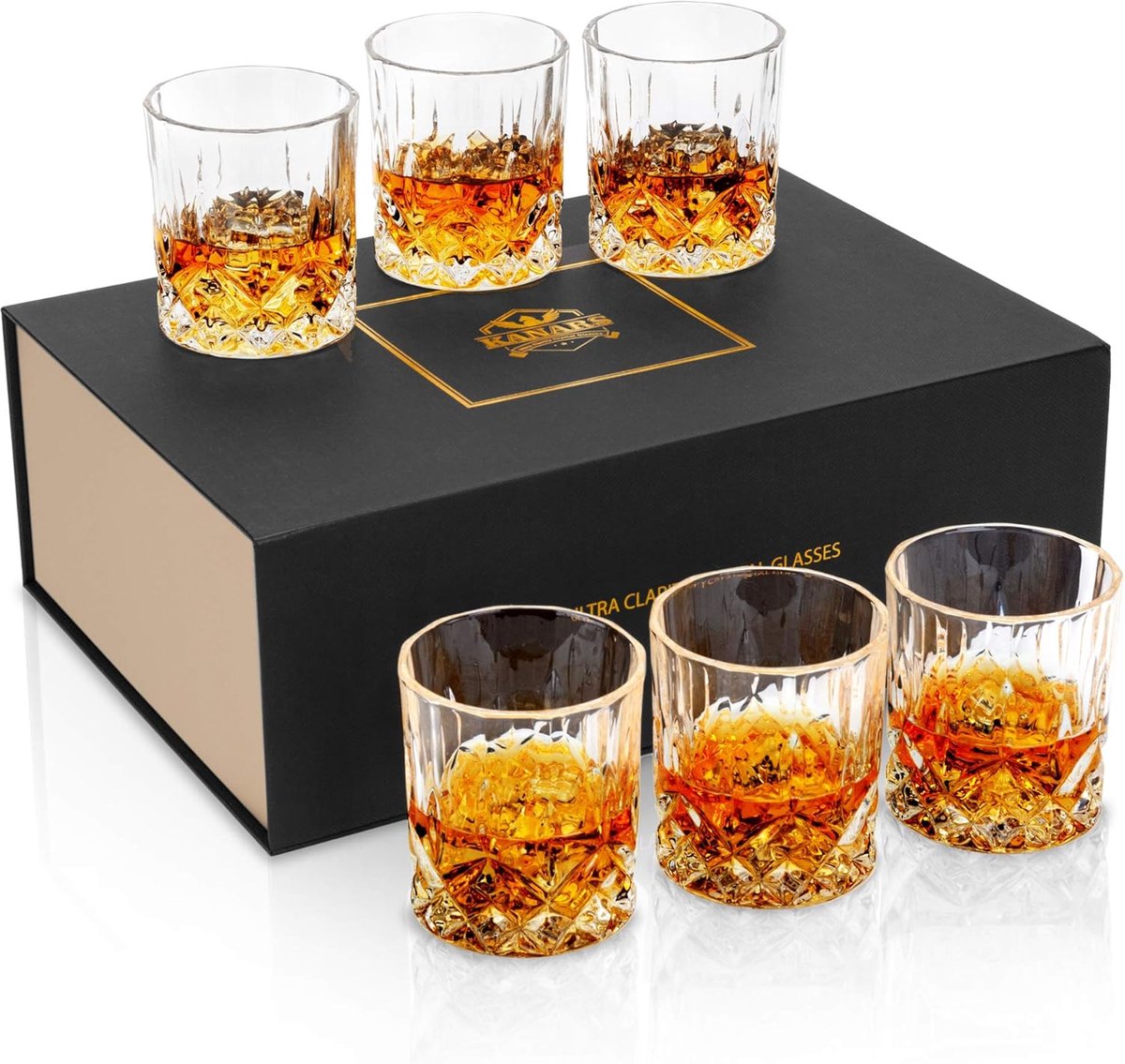 SnelShoppen - Whisky Glazen Set van 6, Kristalglas, 300ml, Ideaal voor Cognac, Martini, Cocktails, Scotch, Vodka, Elegante Presentatie voor Feest en B