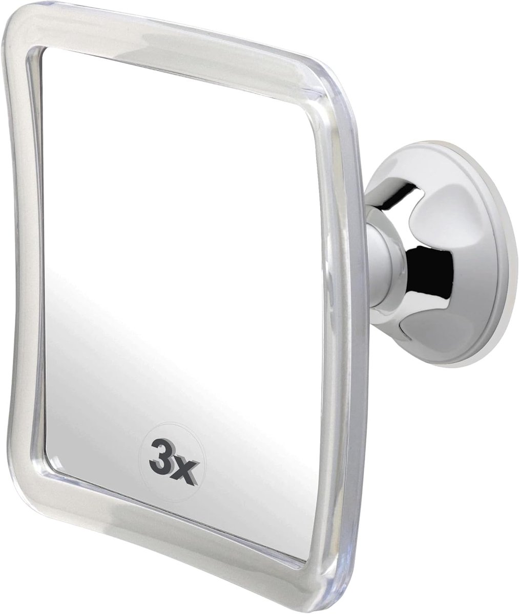 SnelShoppen - Douche spiegel met zuignap, scheerspiegel anti-fog 16x16 cm, 3-gang verstelbaar, ideaal voor badkamer en douchemomenten