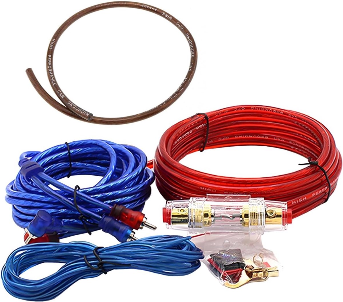 SnelShoppen - 10GA Wiring Kit Auto Versterker 10AWG Kabelset voor 1500W Subwoofer Stereo Jack Versterkers, Hoge Kwaliteit Koper, Ideaal voor Auto Audi