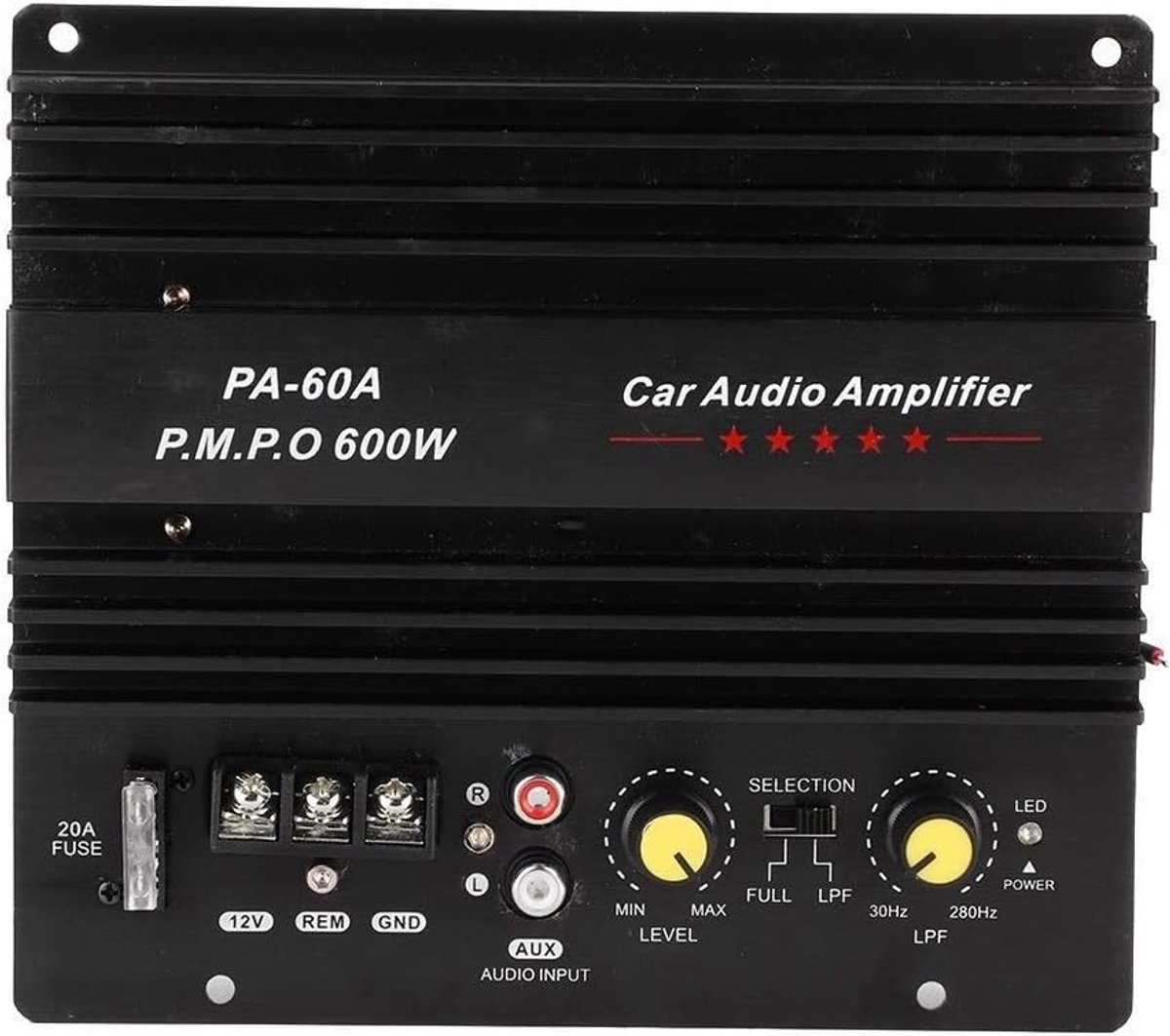 SnelShoppen - Car Subwoofer Versterker 12V 600W Hoge Geluidskwaliteit Digitale Audio Voor Auto, Compacte Ontwerp met Bescherming, Ideaal Voor Muziekli
