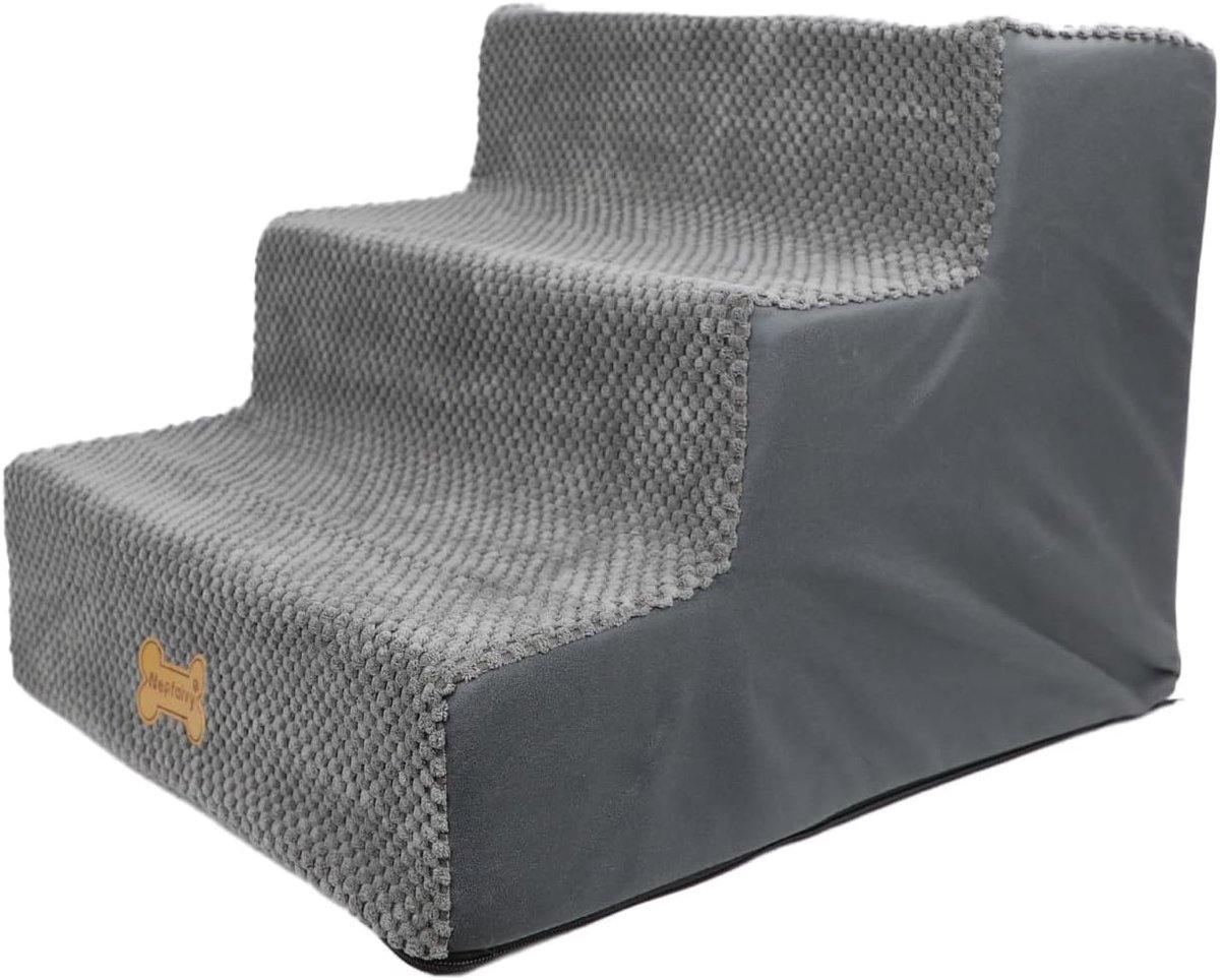 SnelShoppen - Nepfaivy Hondentrap voor Bed - Antislip Hondentrap voor Kleine Honden en Katten, 3-Stage Hondenrampe van Hoogwaardige Schuim met Verwijd