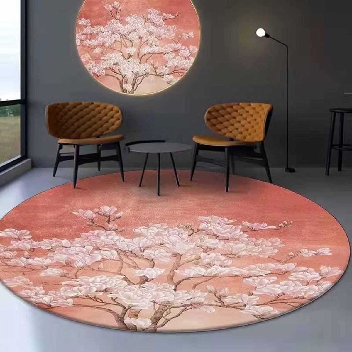 Rond Vloerkleed - Karpet Mat - Woonkamer Decoratie - Antislip Achterkant - 250 cm - Roze Rood