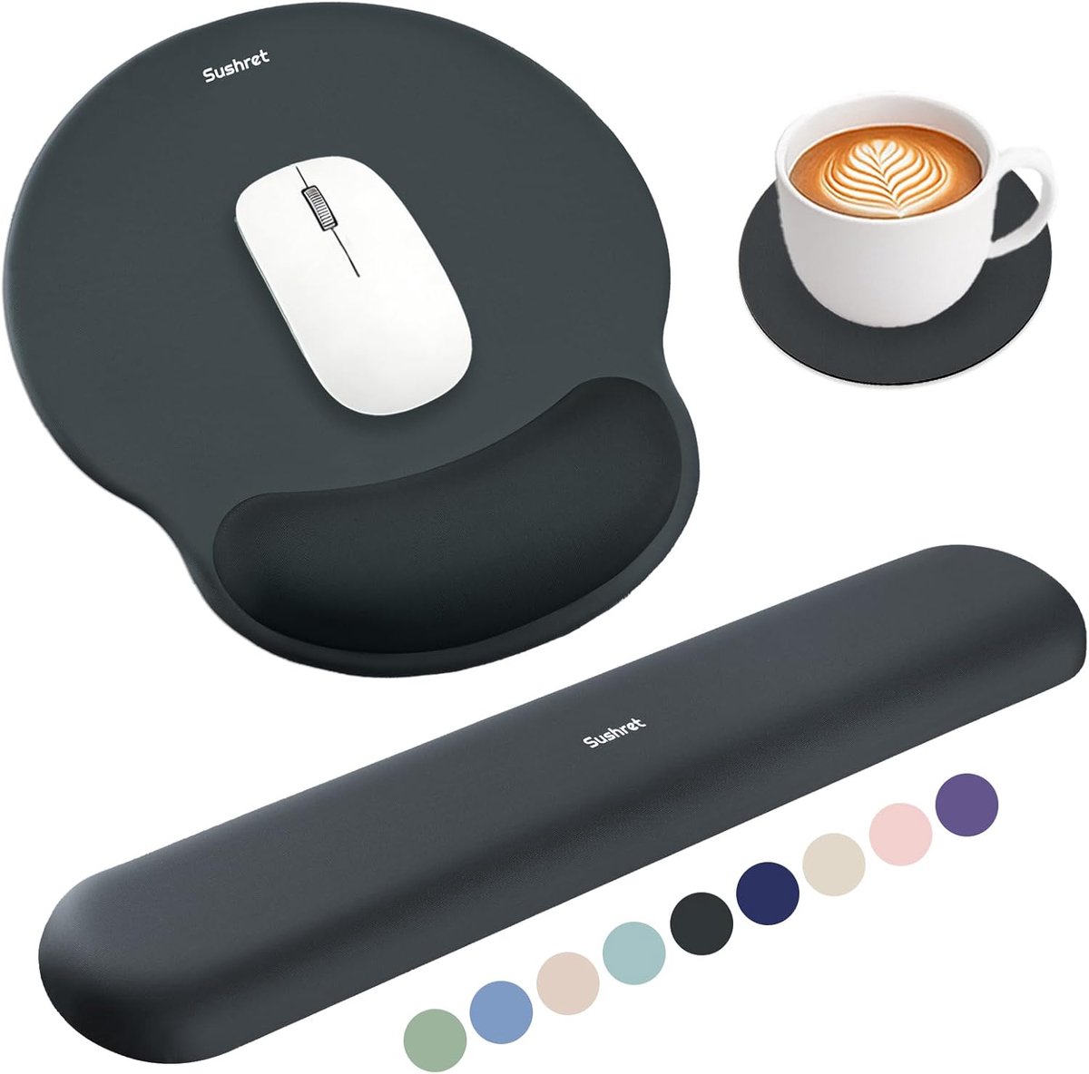 SnelShoppen - Ergonomische Muismat met Polssteun en Armsteun, 3-in-1 Gel Geheugenfoam Muismat, Ideaal voor Kantoor en Gaming, Zacht en Ademend, Geschi