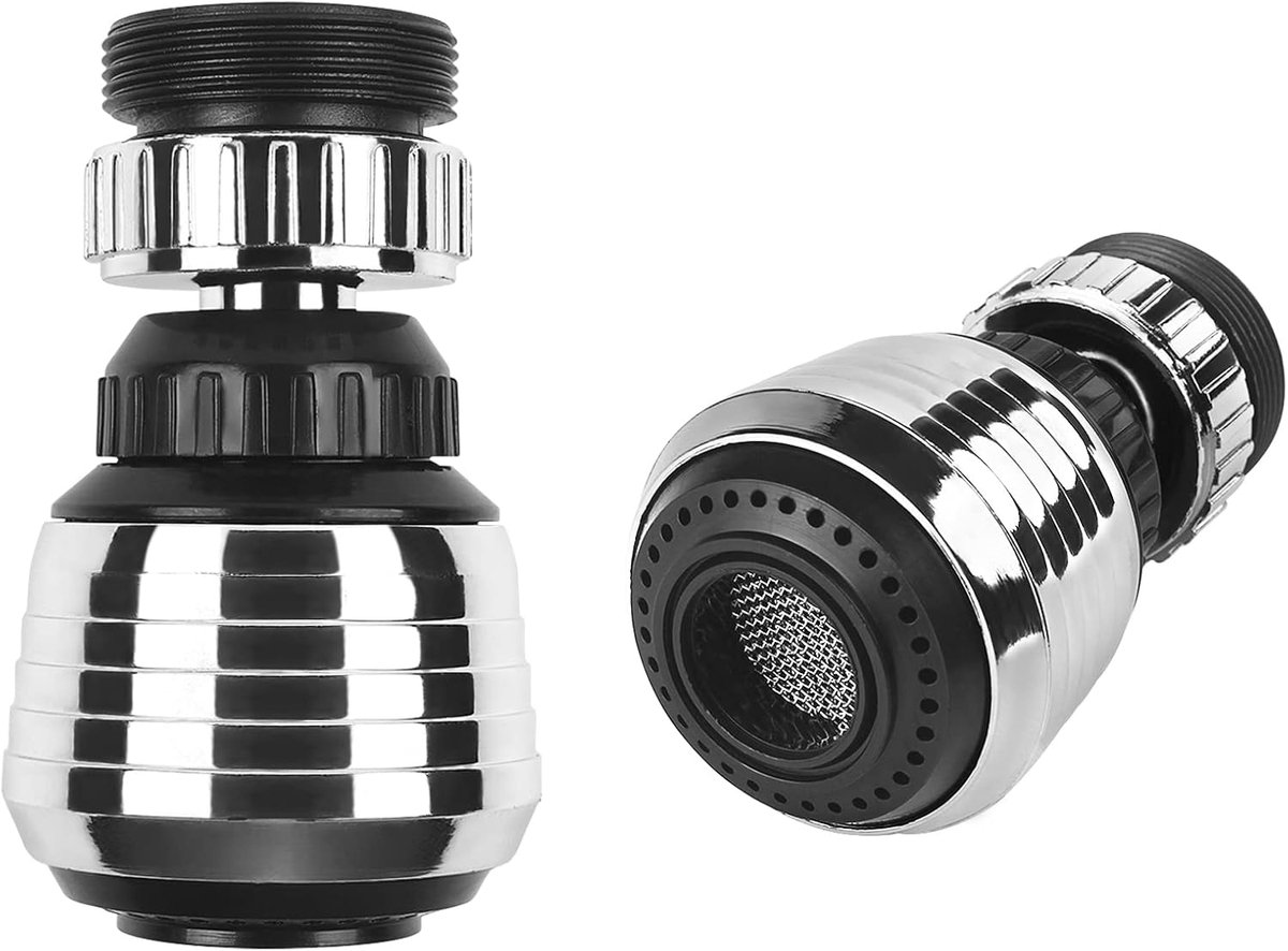 SnelShoppen - 2 Stuks Keuken en Badkamer Faucet Aerator met 360 Graden Draaibaarheid, Waterbesparend, 2 Instelbare Waterstanden, Energieklasse A