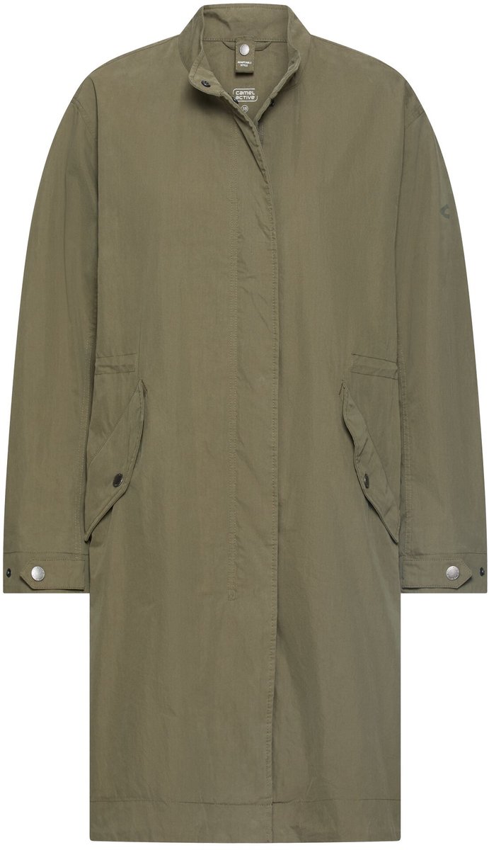 camel active Oversized jas met trekkoord in de taille - Maat womenswear-42 - Donkergroen