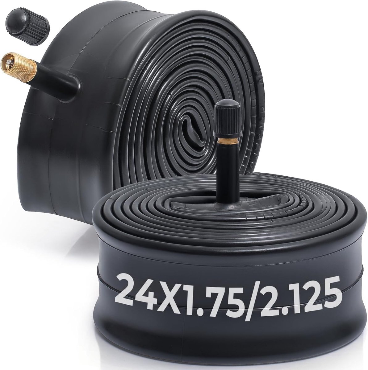 SnelShoppen - 2x Fiets Binnenband 24 Inch 24x1.75/1.95/2.0/2.10/2.125 met AV32mm Schrader Ventiel voor Mountainbike/Stadsfiets/Cruiser