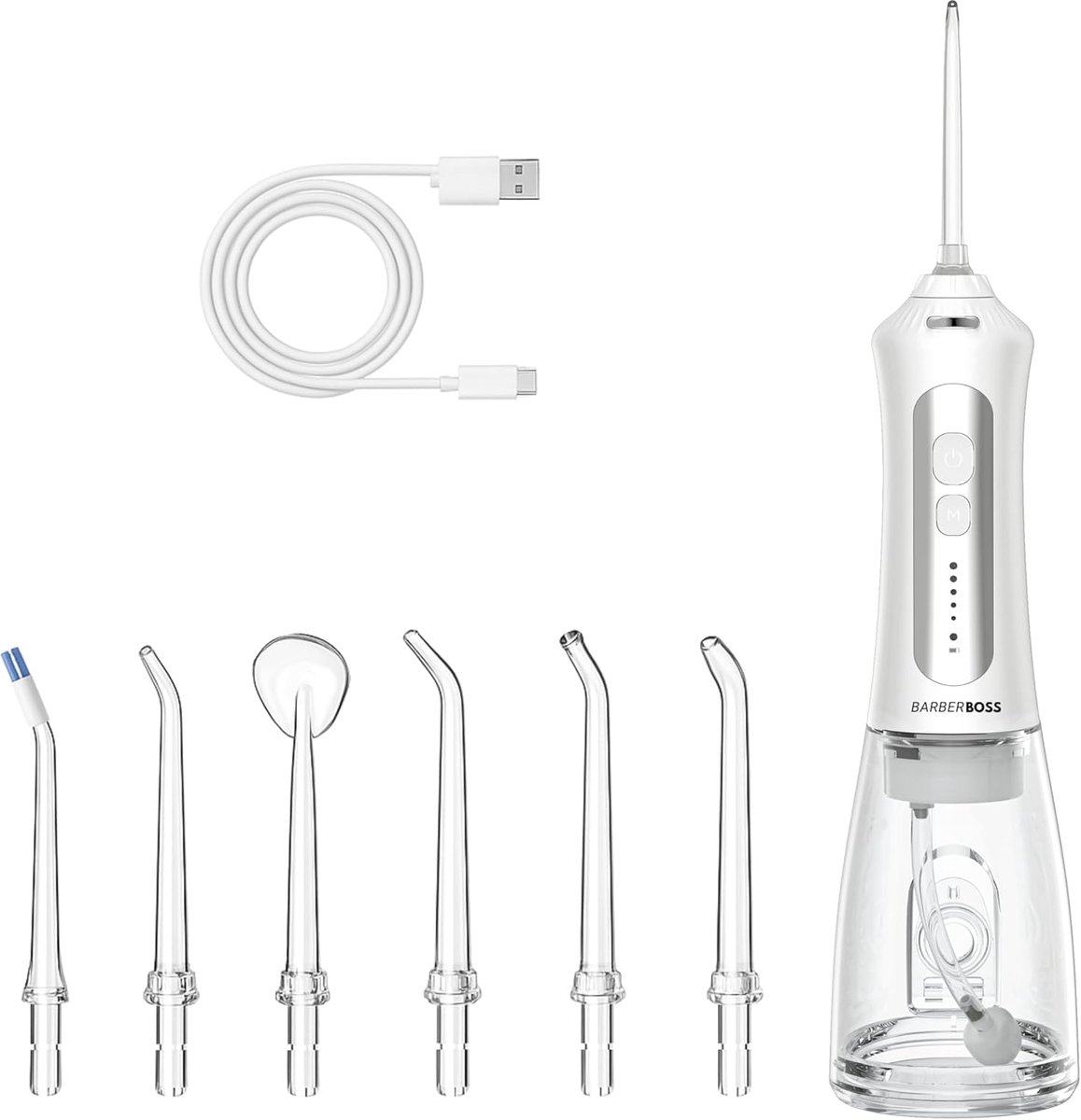 SnelShoppen - Oplaadbare Water Flosser voor Tanden en Tandvlees, 5 Reinigingsmodi, 5 Spuitpunten, 300 ml Tank, Draadloze Mondirigator, IPX7 Waterdicht
