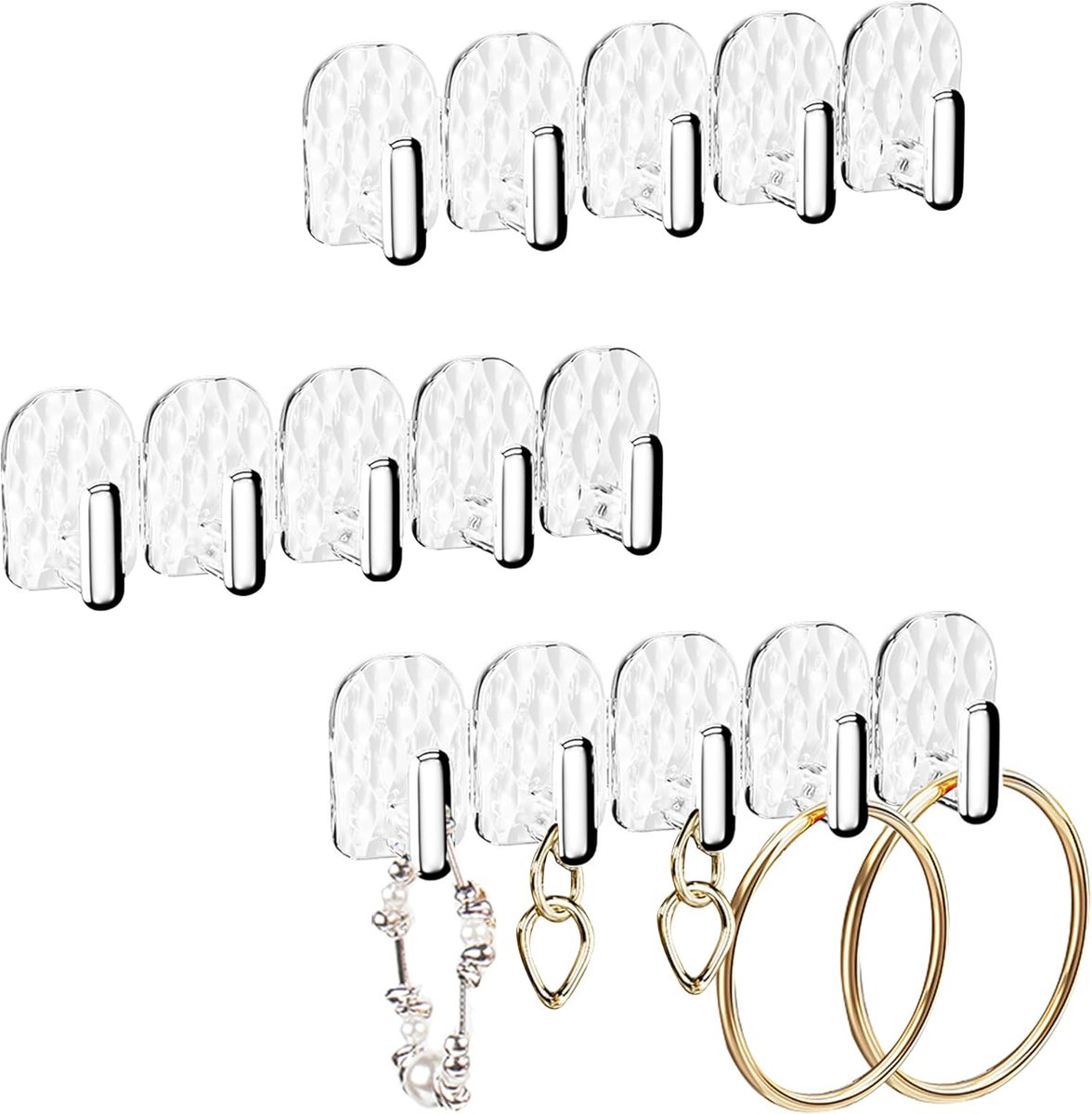 SnelShoppen - Necklace Holder Sieraden Hangstand met 15 Haken, Zelfklevende Organiser voor Kettingen, Oorbellen, Armbanden en Ringen, Compact en Stijl