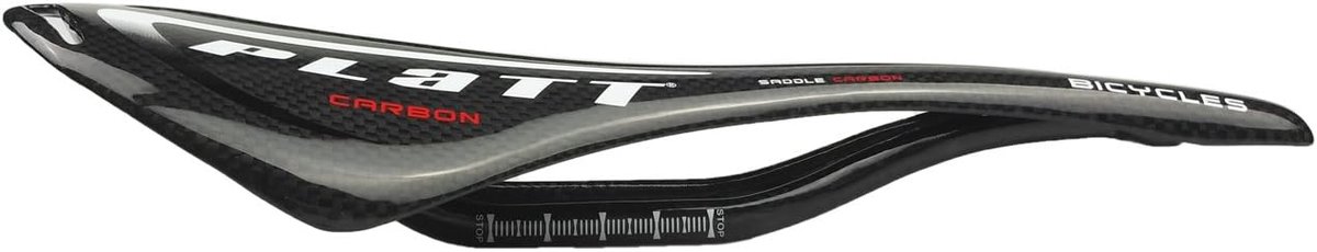SnelShoppen - PLATT Fietszadel Carbon Fiber Lichtgewicht Fietsstoel voor Racefiets en Mountainbike, 270x150mm, Rood, Geel, Zwart, Blauw