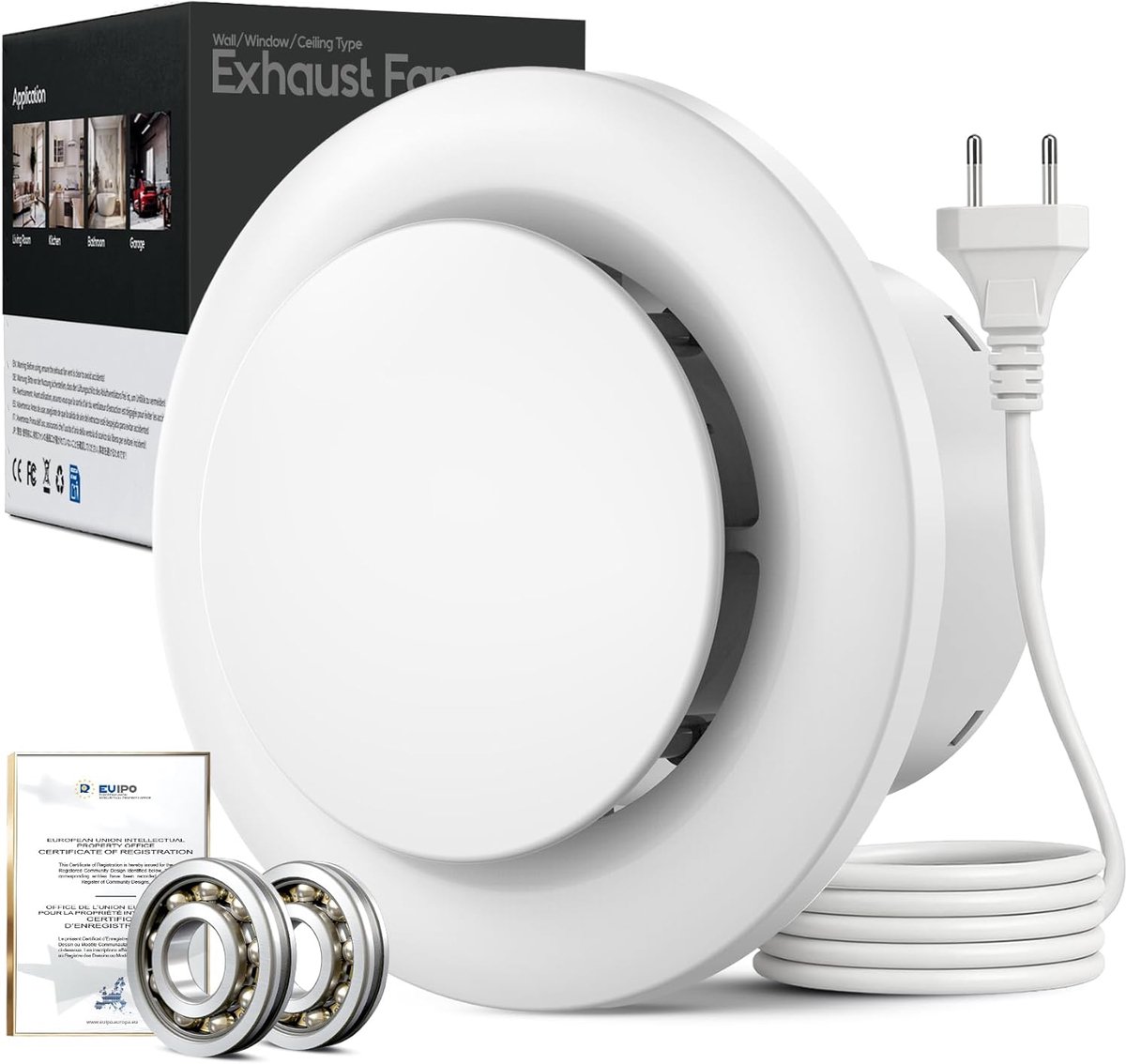 SnelShoppen - Badkamer Ventilator 100Mm, 12W, Stille Afzuiger, 130M³/H, Sterke Ventilatie, Wandventilator, Laag Geluid Badkamer, Keuken, Toilet, Garag