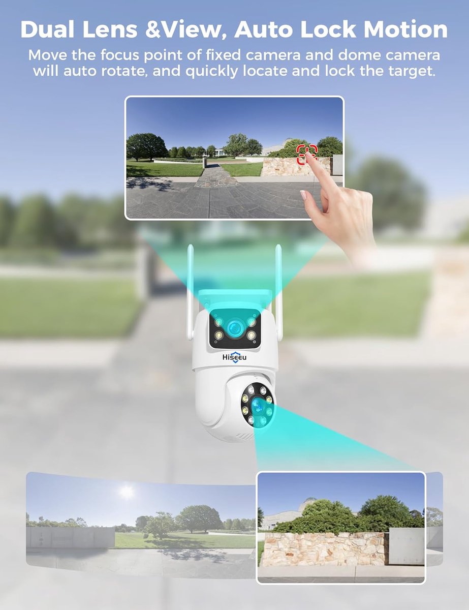 SnelShoppen - 3MP Dual Lens WiFi Surveillance Camera met 8x Digital Zoom, Outdoor IP Camera voor Mensdetectie en Auto Tracking, 355° Rotatie en Nachtz