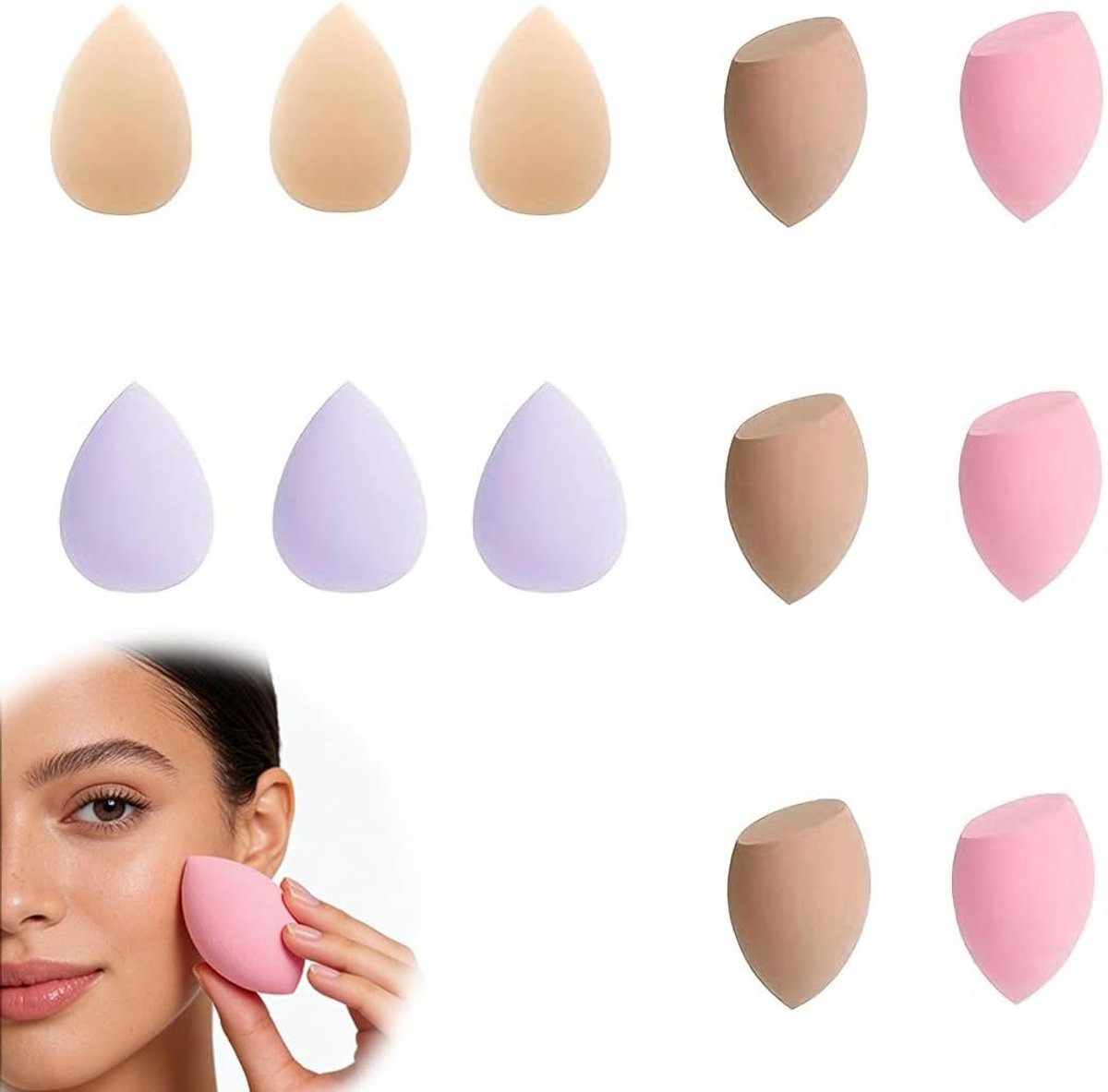 SnelShoppen - 12 x Mini Makeup Sponges - Zachte Make-up Spons voor Foundation, Concealer, Liquid en Cream voor Gezicht en Lichaam, Nat Gebruik, Hoogwa