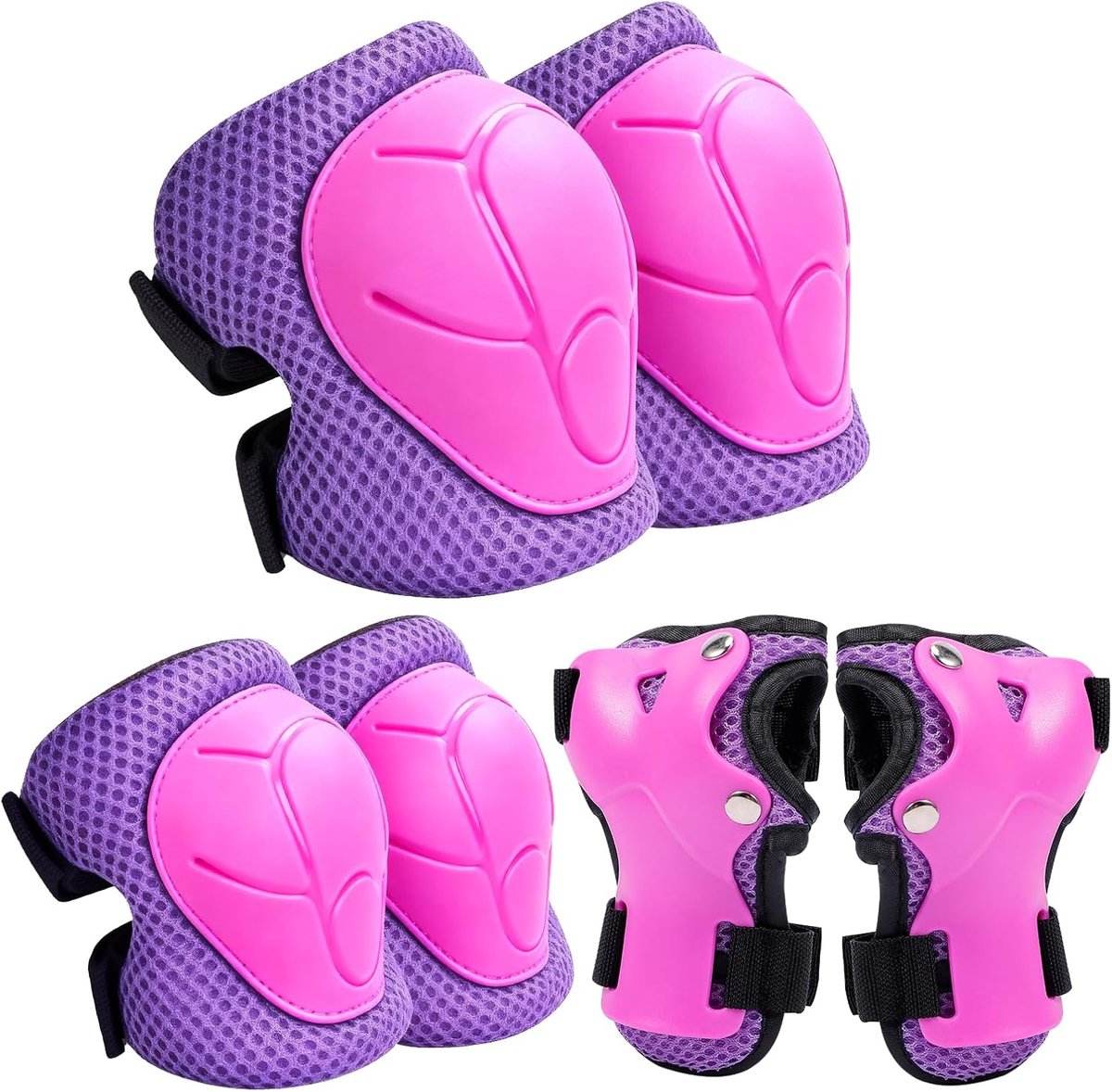SnelShoppen - Kids Knee Pads en Elbow Pads Set, Verstelbare Inline Skates Bescherming voor Kinderen, 6 in 1 Beschermingsset, Skateboard en Scooter Bes