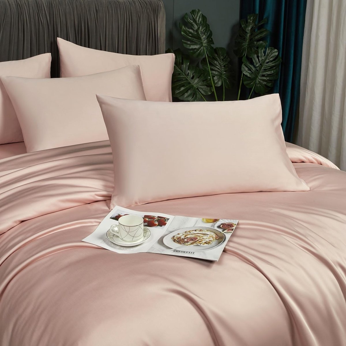 SnelShoppen - Luxe Bamboo Duvet Cover Set 200 x 200 cm Lichtroze - Koel, Zacht en Ademend - Inclusief 2 Kussenslopen 80 x 80 cm - Ideaal voor Moderne
