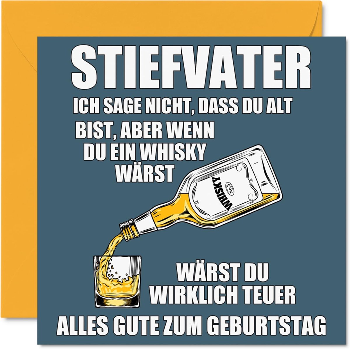 SnelShoppen - Verjaardagskaarten Grappig voor Stiefvader - Verouderde Whisky Whiskey - Grappige Verjaardagskaart voor Stiefzoon Stiefdochter 145mm - R