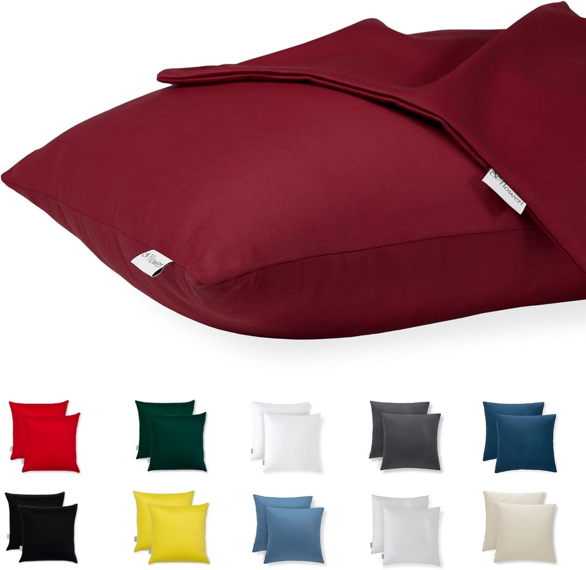 SnelShoppen - Set van 2 Kussenhoezen 30x30cm - Luxe Jersey Katoen 150gsm - Hypoallergeen & Ademend - Zipper - Burgondisch - Voor Bank, Stoelen & Bed
