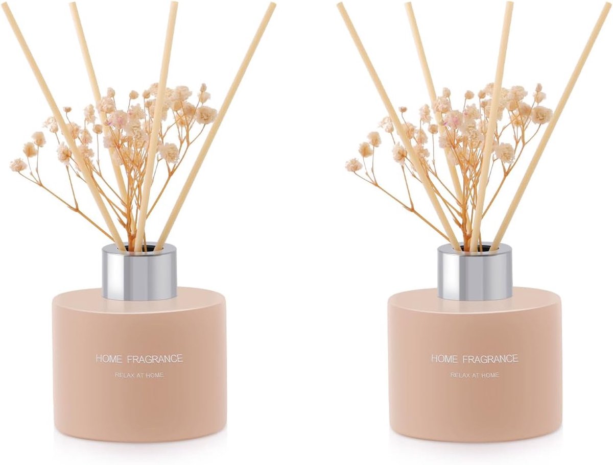 SnelShoppen - Luxe Geurdispenser met 120ml × 2, Lange Houdbaarheid en 12 Rietjes, Aromatische Geur voor Woonkamer, Slaapkamer, Badkamer, Kantoor, Perf