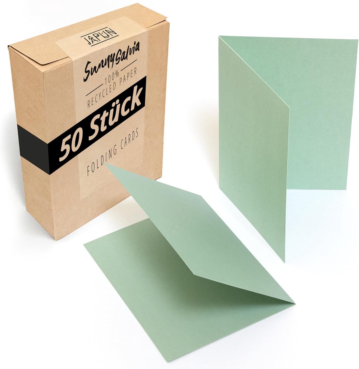 SnelShoppen - Vouwkaarten A6 Formaat - 50 Stuks - Sage Groene Dubbele Kaarten van 250gsm - Perfect voor Uitnodigingen, Cadeaukaarten, Huwelijkskaarten