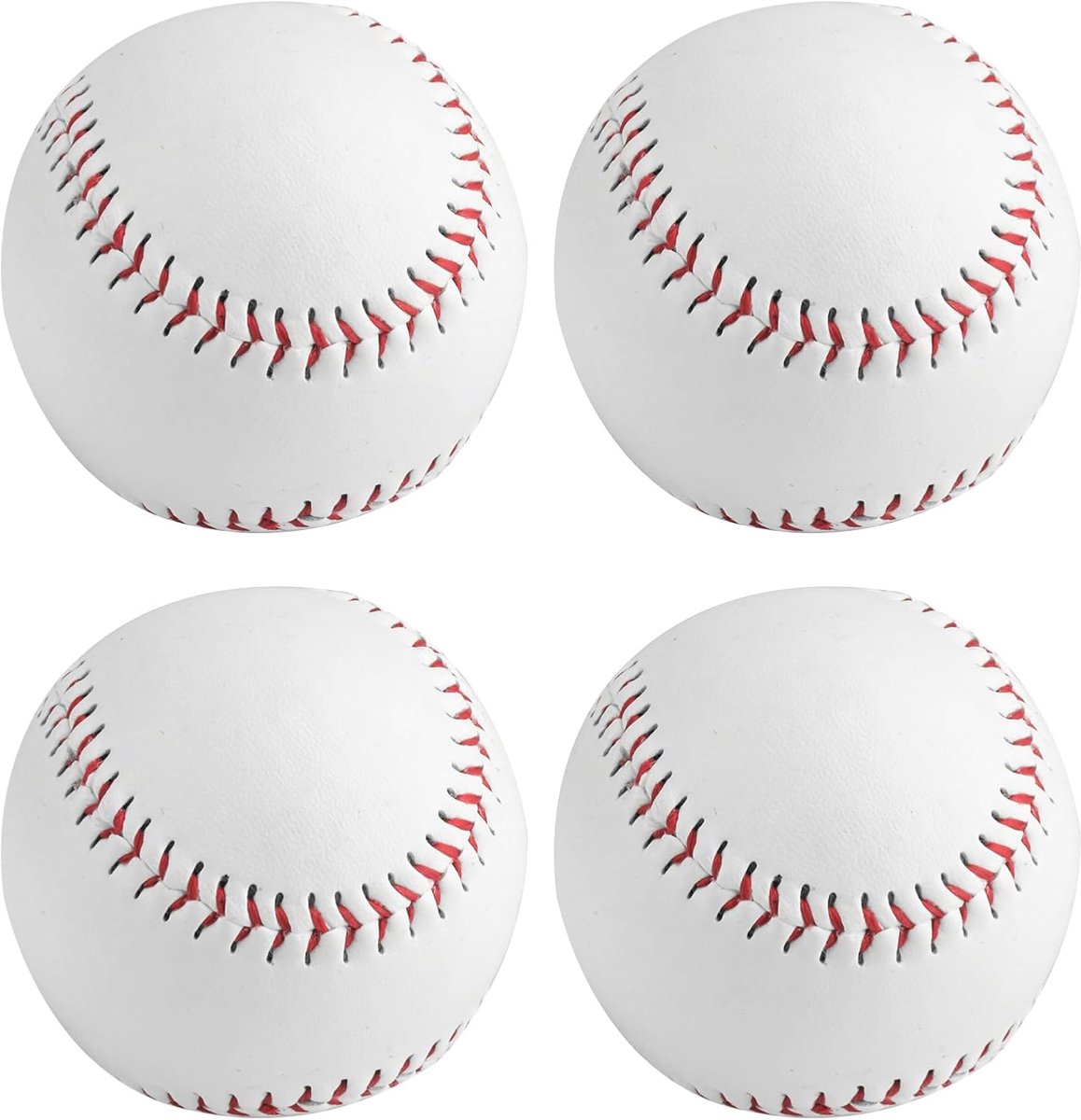SnelShoppen - 4 Stuks 22.5cm Baseballs - PU Baseballs voor Training en Spel - Zacht Impact Sportballen voor Jeugd en Volwassenen - Binnen en Buiten Ac