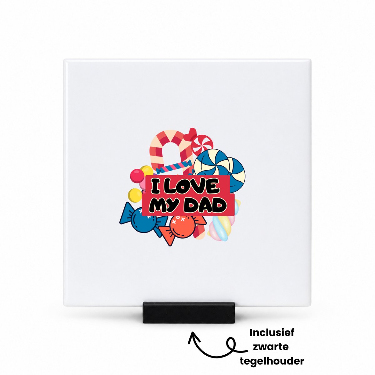 Hacebo Papa cadeau - tegeltje met tegelhouder - Vader - tegeltjes met tekst - Vader verjaardag - met opdruk - Vader cadeau - Vader cadeautjes - Vaderdag cadeau - Vader cadeautjes verjaardag - liefste papa - spreuktegels - 10.8x10.8 CM Wit