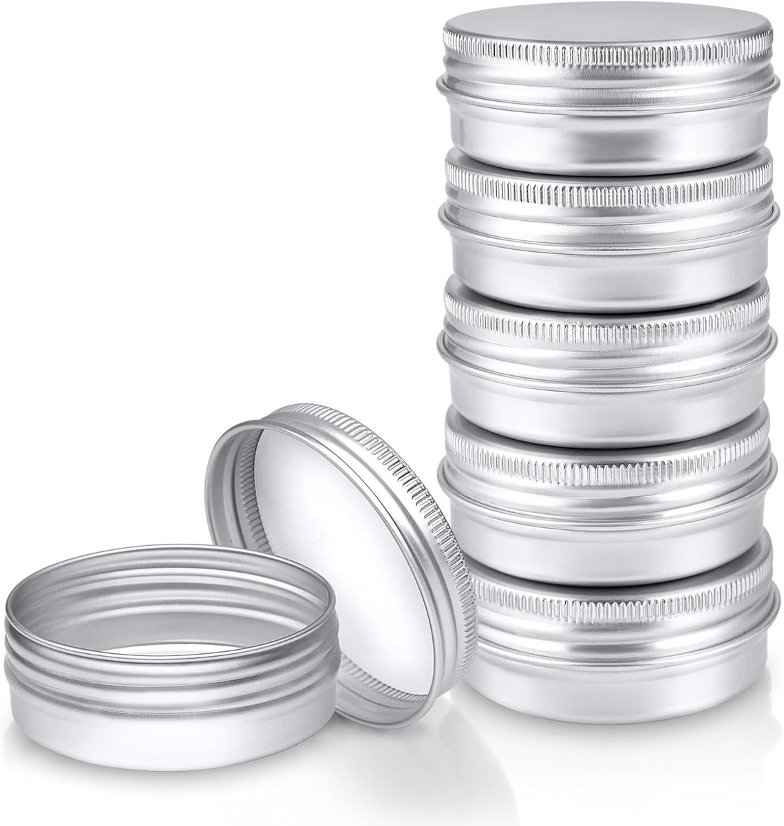 SnelShoppen - 6 Stuks Aluminium Blikjes 30ml, Lege Reis Jars voor Toilettas, Roestvrij en Lekvrij, Mini Make-up Containers voor Lipbalsem en Lotion