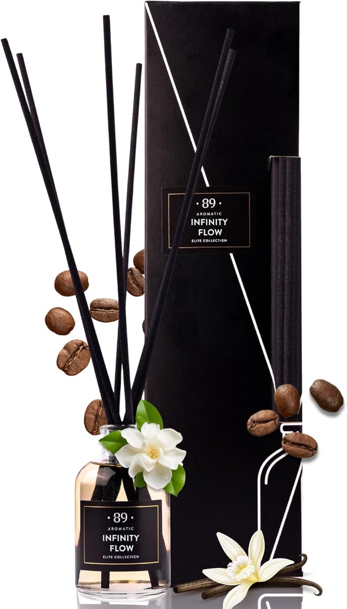 SnelShoppen - Fragrance Sticks Reed Diffuser 6 Sticks - Luxe Geurverspreider met Jasmijn & Iris Bloemolie - Luchtverfrisser voor Badkamer, Woonkamer e