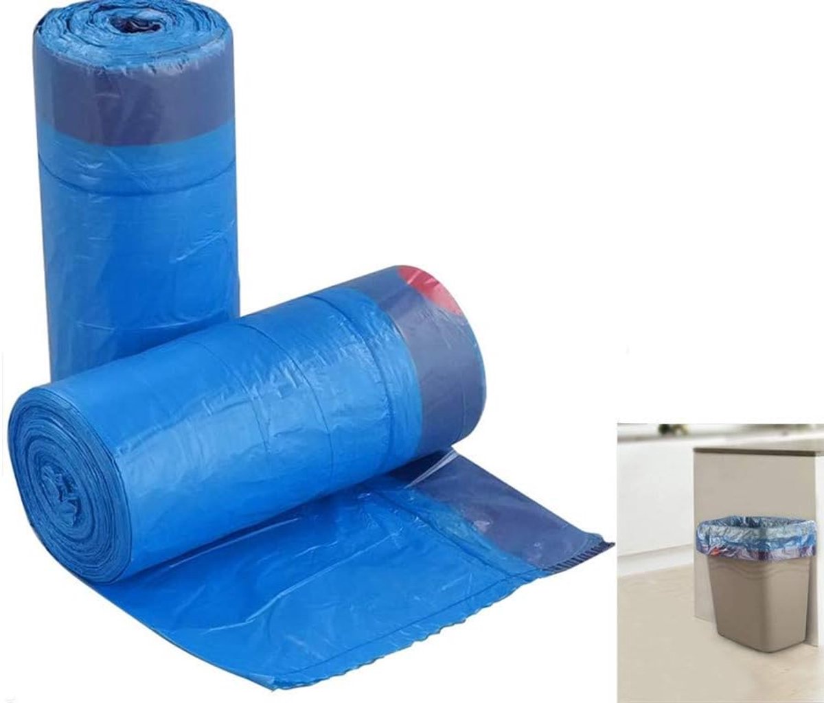 SnelShoppen - Automatische Sluiting Vuilniszakken 50x60 cm 30L - 100 Stuks Blauw - Scheurvast en Duurzaam - Ideaal voor Keuken, Kantoor, Badkamer, Tui