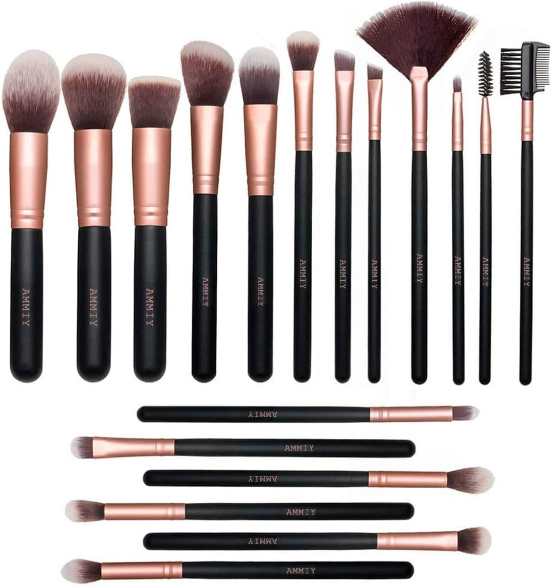 SnelShoppen - Pinceles de Maquillaje Set van 18 Stuks - Rose Golden Makeup Brushes - Hoogwaardige Synthesematerialen - Voor Gezicht en Ogen - Ideaal v