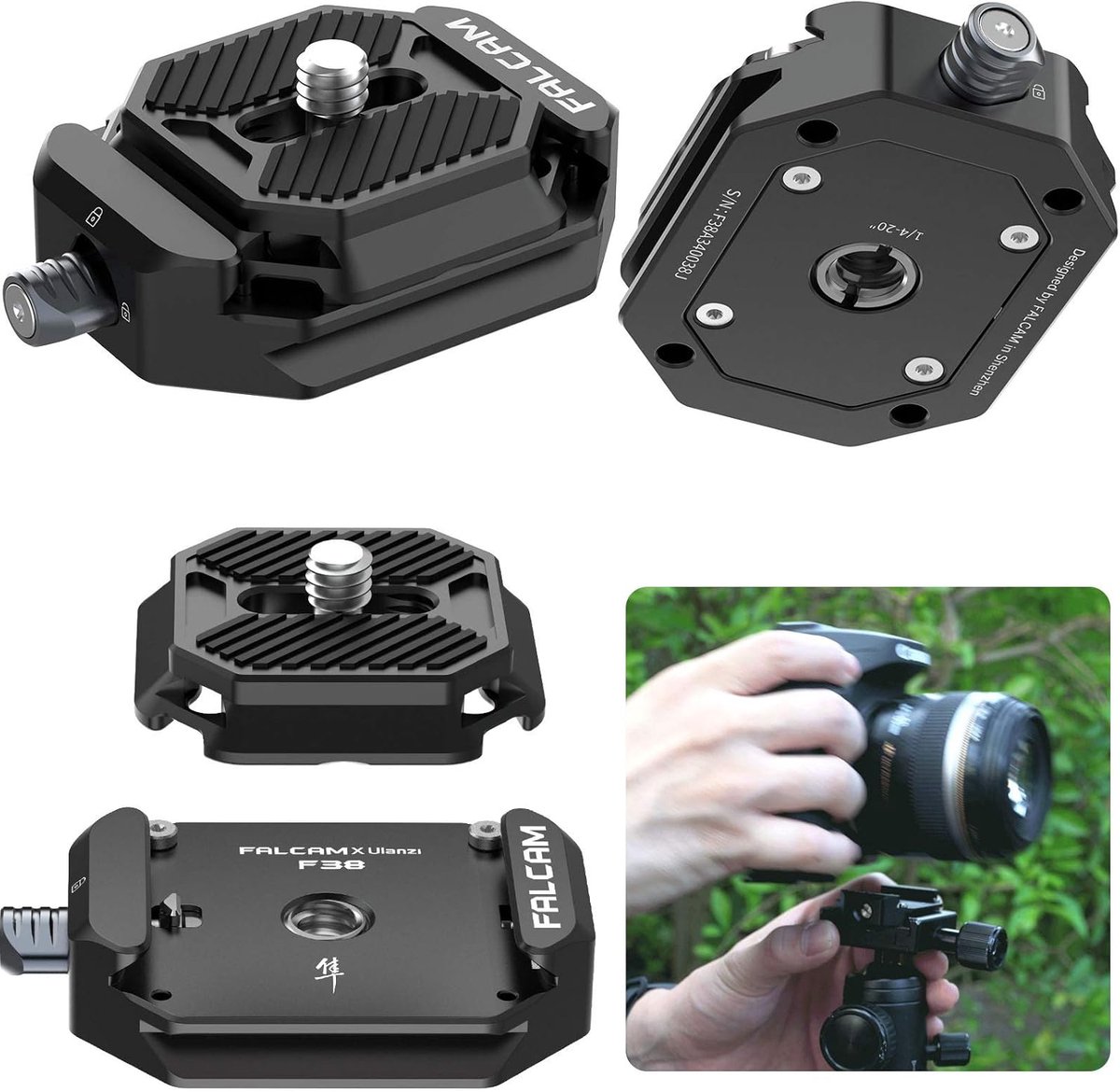 SnelShoppen - Quick Release Kit V1 voor DSLR/Mirrorless Camera, Arca Swiss Compatibel, Snelle Bevestiging, Ideaal voor Tripod, Gimbal, Slider, Lichtge