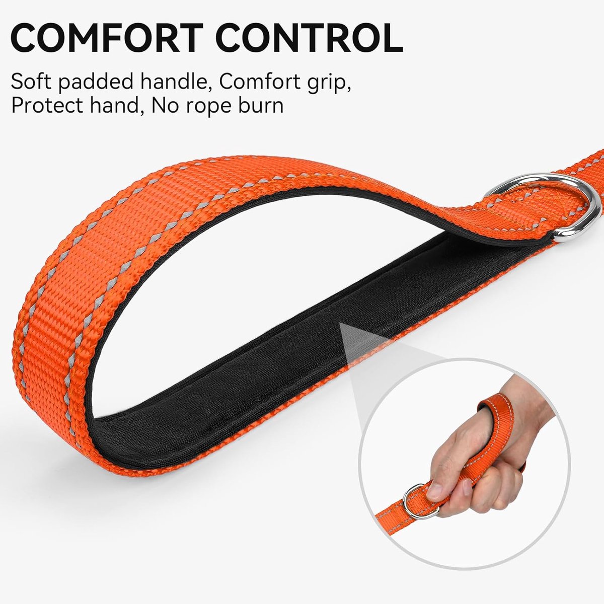 SnelShoppen - Reflecterende Hondenlijn 180cm met Versterkt Handvat, Dubbelzijdig Reflecterend, Nylon Leash voor Kleine en Middelgrote Honden, Oranje