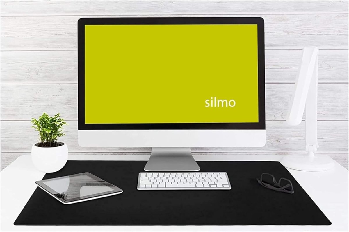 SnelShoppen - Grote Silmo Muismat 90 x 60 cm - Zwarte Stof Muismat, Antislip & Geluidsarm - Perfect voor Gaming, Kantoor, Thuiswerk - Wasbare Mousepad