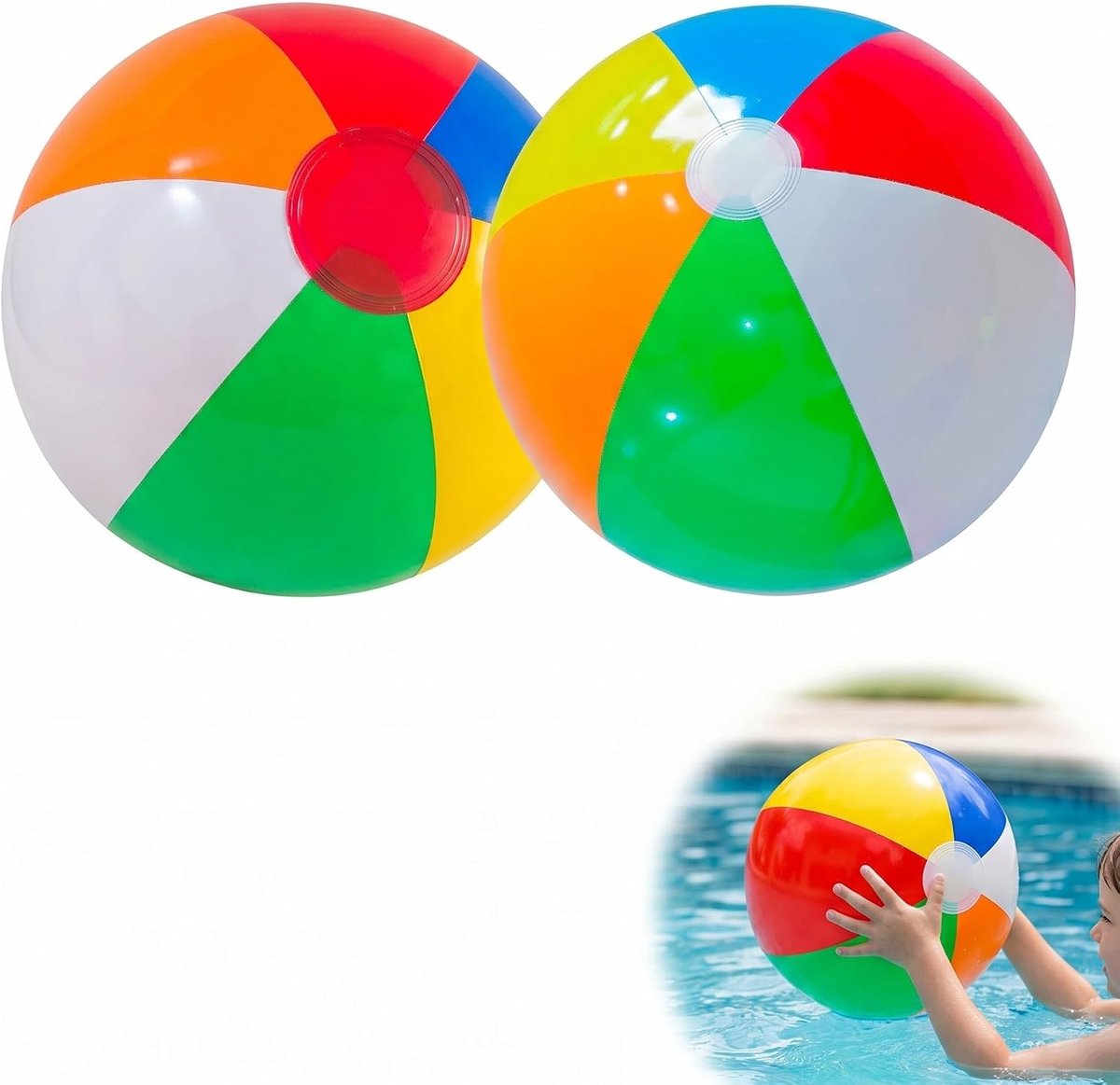 SnelShoppen - Opblaasbare Strandballen Set van 2 - 22 cm - Multi-Kleur - Niet-Slip Oppervlak voor Watergames, Zwembad en Kindveiligheid