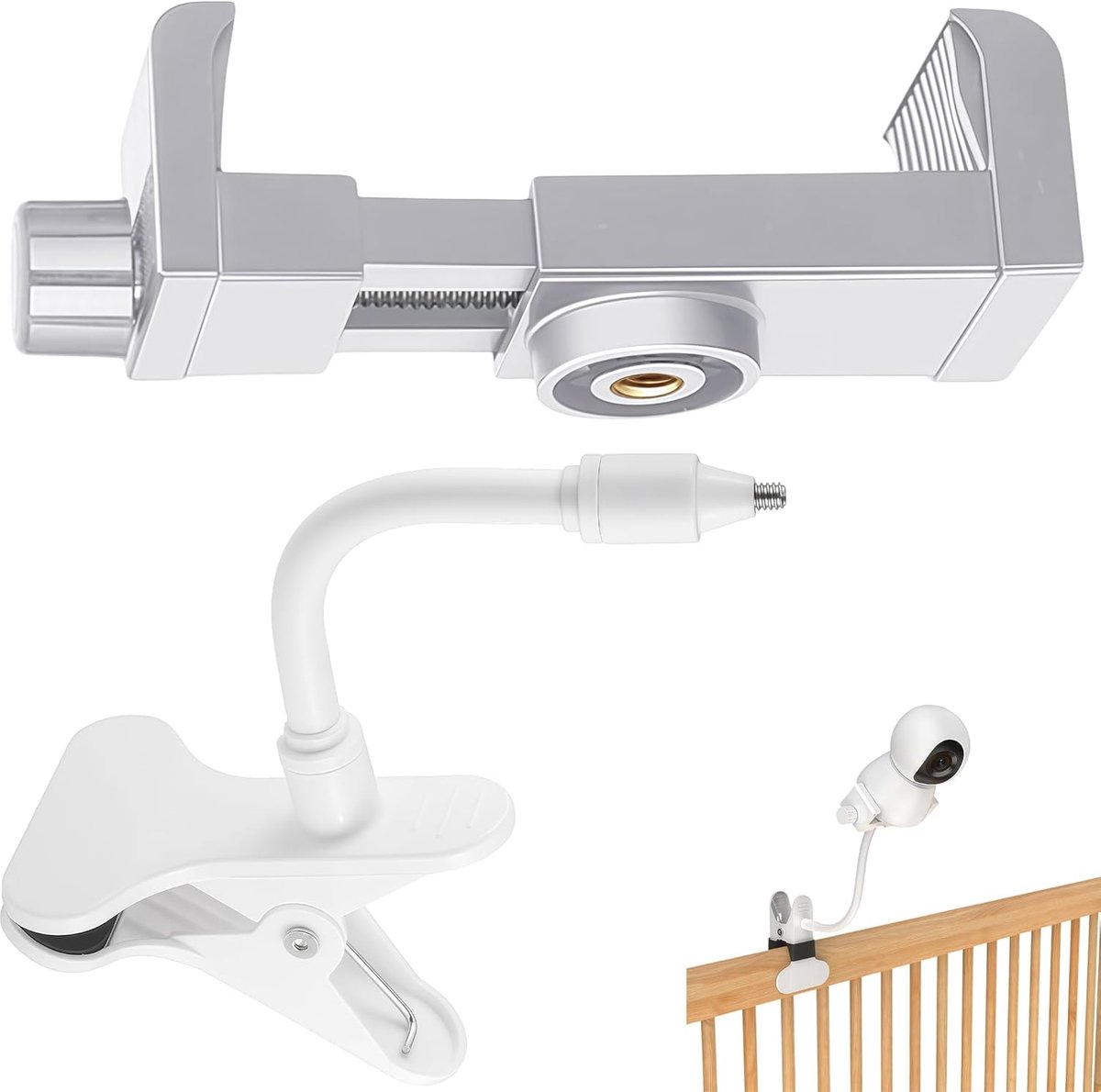 SnelShoppen - Universele Babyfoonhouder - Flexibele Klemhouder voor Babyfoon - Stabiele en Veilige Babycamerahouder - Totale Lengte 25 cm - Perfect vo