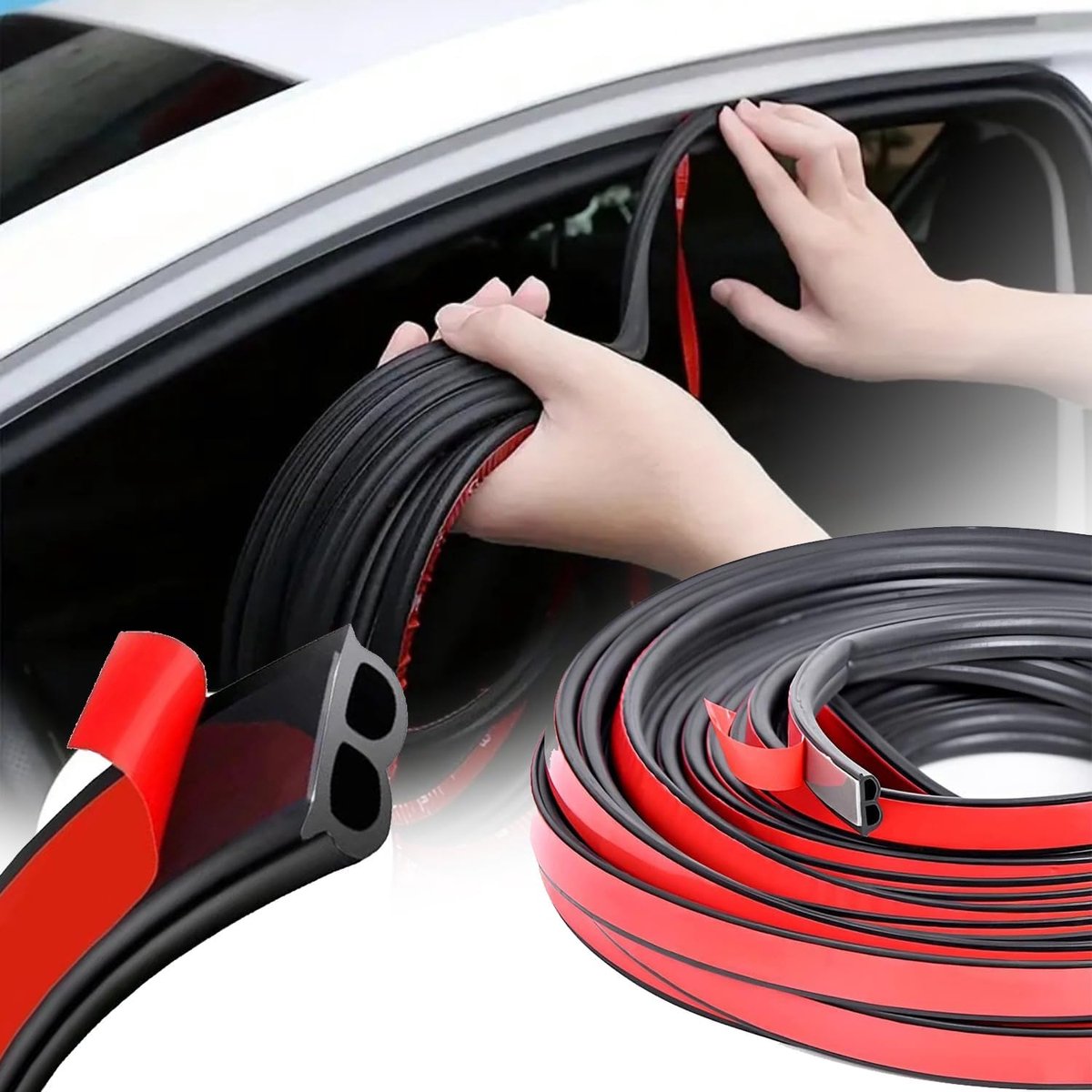 SnelShoppen - 10 meter rubberen autodeur-afdichting B-vorm geluidsisolatie voor auto-interieur, waterdicht, winddicht, stofdicht, UV-bescherming, univ