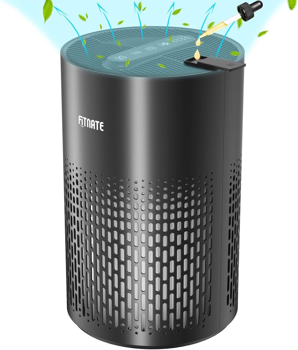 SnelShoppen - FITNATE Home Luchtreiniger met Diffuser voor Etherische Oliën - 99,9% Allergenenfilter - Stil voor Grote Ruimtes tot 215 m² - VortexAir