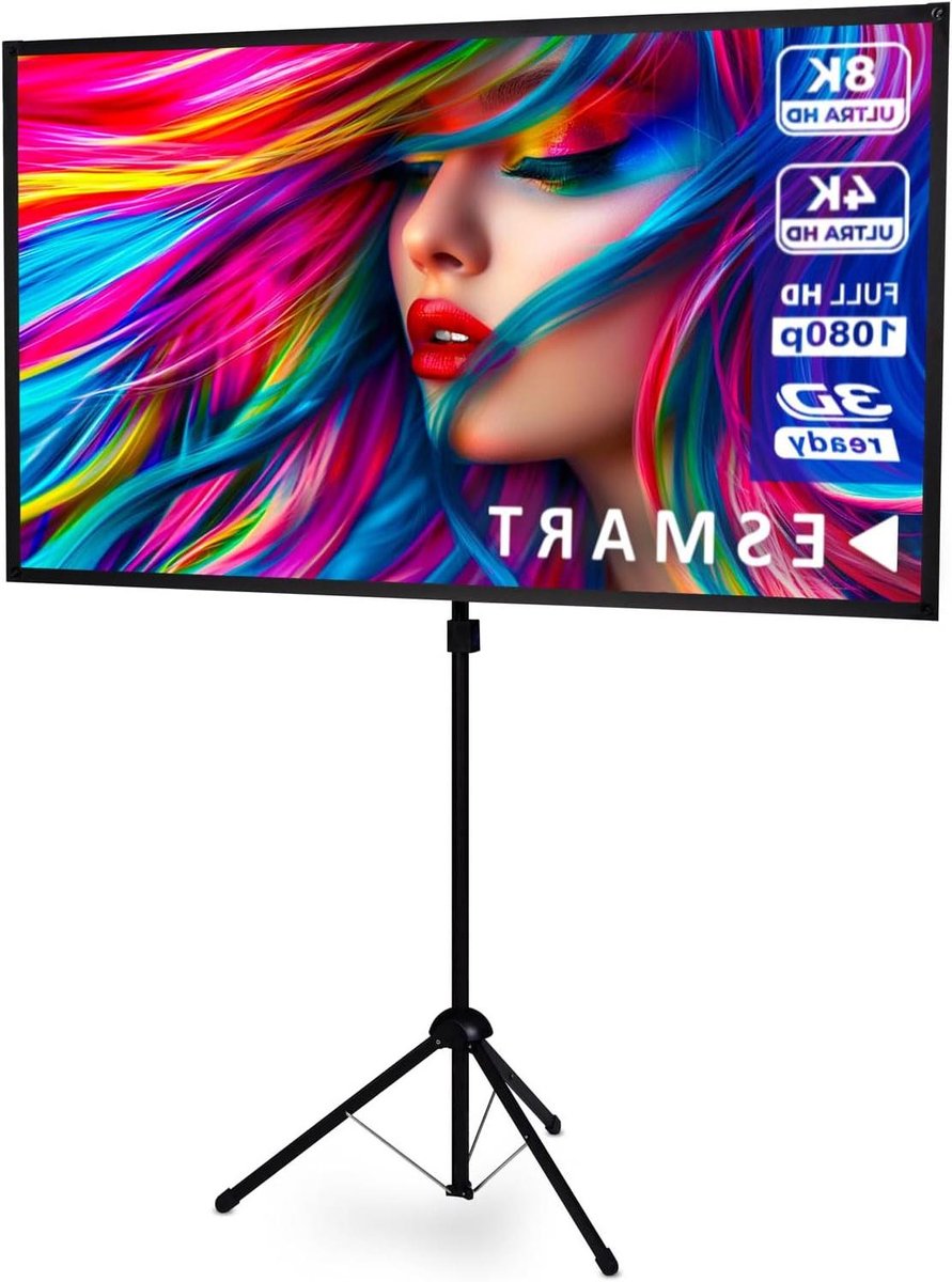 Projectiescherm Statief - Draagbaar Scherm - Home Cinema - Ultralichtgewicht - 177 x 100 cm - Wit