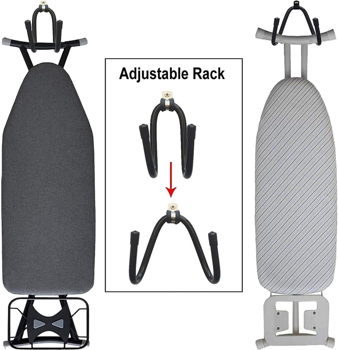 Strijkplank Hanger - Wandmontage Organizer - Ruimte Besparen - Universeel Verstelbaar - 22.7 kg Capaciteit - Zwart
