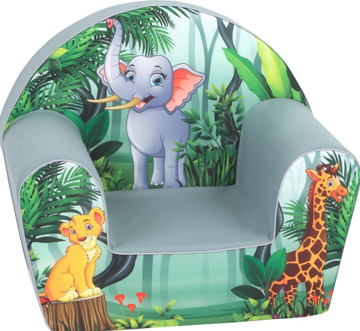 SnelShoppen - Kinderfauteuil Peuterstoel vanaf 1 jaar - Zachte Lichtgewicht Kinderzetel met Wasbare Hoes - Comfortabele Jungle Thema Kinderkamer Stoel