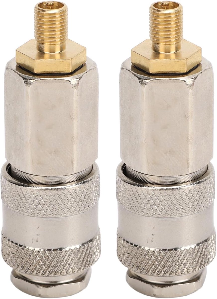 SnelShoppen - 2-pack Draagbare Luchtcompressor Adapters Heavy Duty Staal 3-in-1 Snelkoppeling voor Bandenpomp - Buitendraad naar US-Ventiel