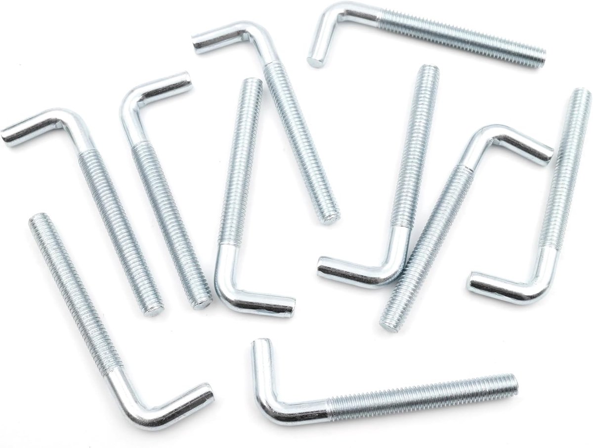 SnelShoppen - 10 x Schroefhaken, M4 x 40 mm, Rechte Haakschroef voor Wand- en Plafondbevestiging, Verzinkt Staal, Ideaal voor Touwen, Kettingen en Lam