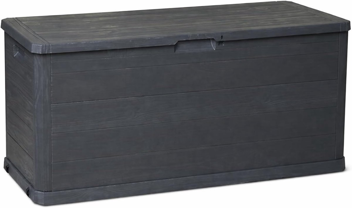 Thijox - Kussenbox 280L – Waterdichte Tuin Opbergbox voor Tuinkussens, Accessoires, Speelgoed – Kunststof, UV-Bestendig, Afsluitbaar, Grijs, 116,5 x 4