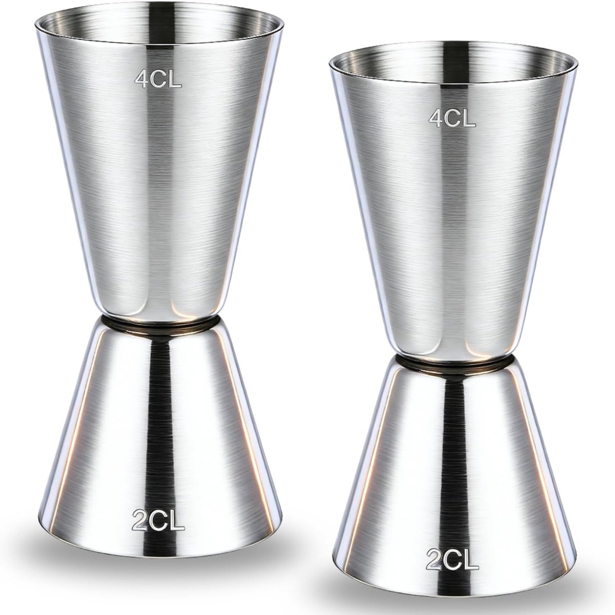 SnelShoppen - Cocktailmaatbekerset Set van 2 Stuks, 2 cl & 4 cl Dual Spirit Maatbeker, Roestvrij Staal, Nauwkeurige Cocktailmaatbeker voor Perfecte Co