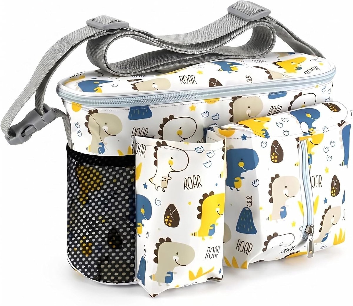 SnelShoppen - Kinderwagen-organizer & Buggy-tas, Universeel Waterdicht met Bekerhouders, Verstelbare Riemen en Ritsvak voor Luiers, Flessen, Vochtige