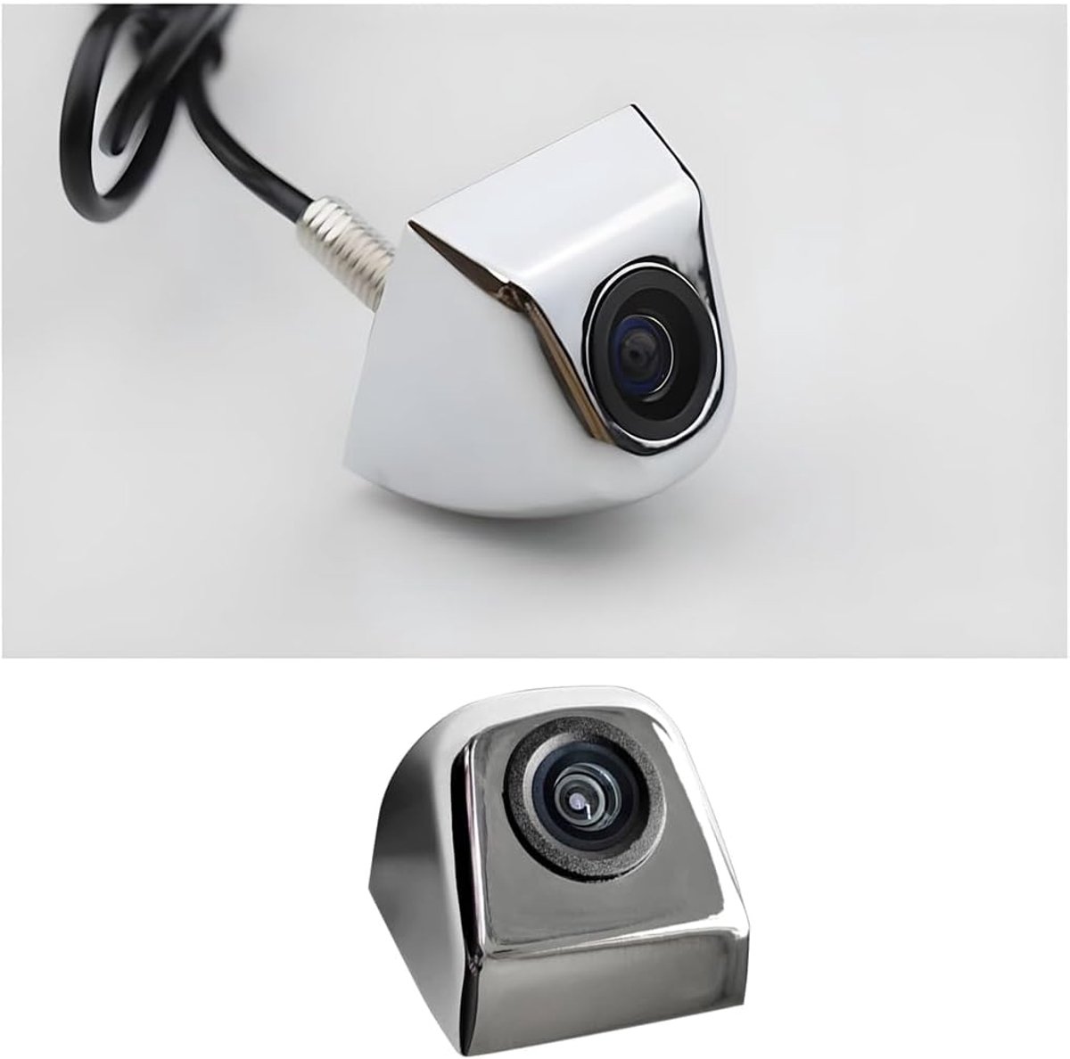 SnelShoppen - HD Achteruitrijcamera voor Auto met Nachtzicht, Waterdichte 155 Graden Groothoek Lens, Universele Achteruitrijcamera in Zilver, Inclusie