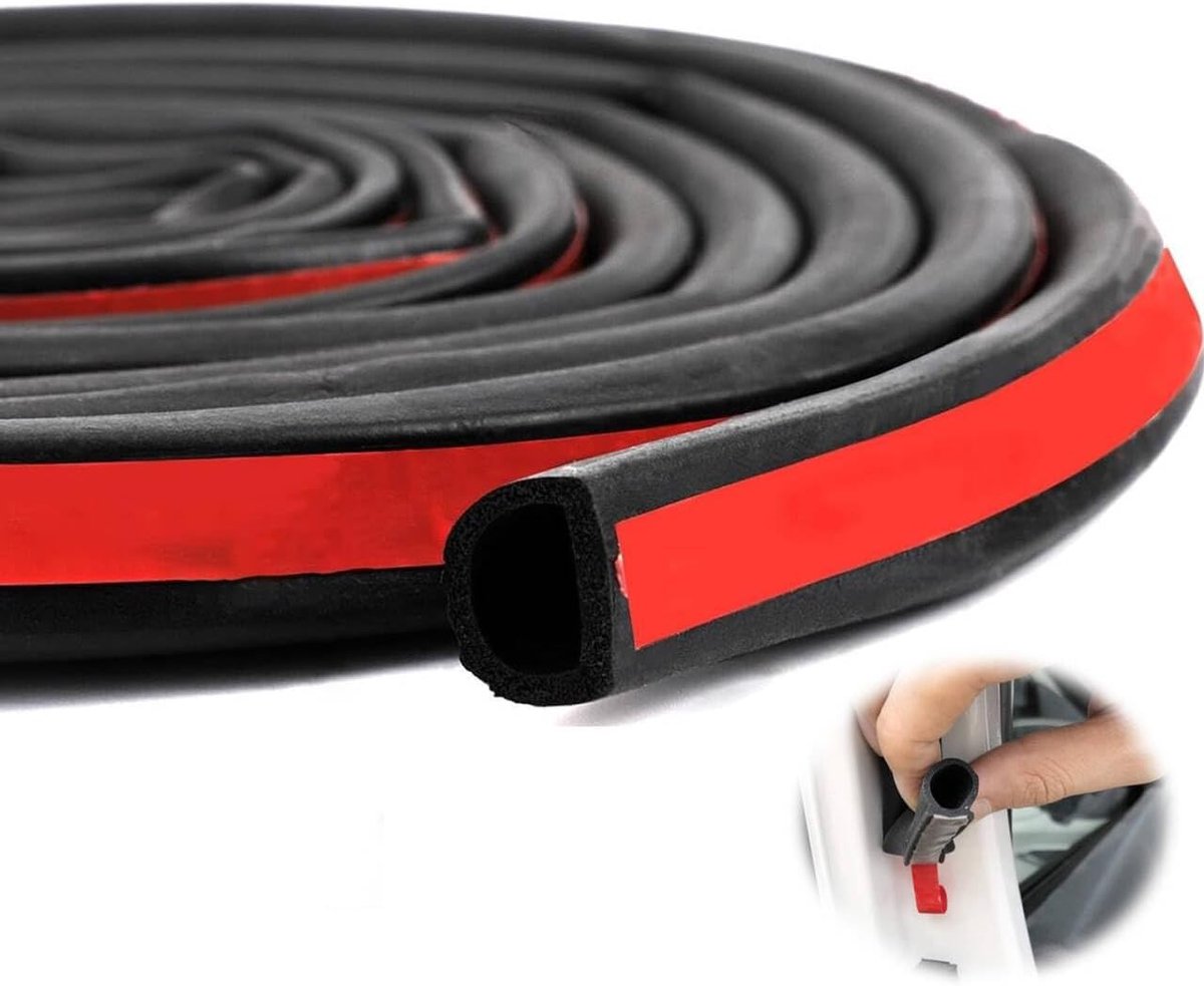 SnelShoppen - Afdichting Vrachtwagendeurafdichting Rubber Deurbescherming Zelfklevend D 10 mm x 8 mm x 4 m voor Auto en Tuin