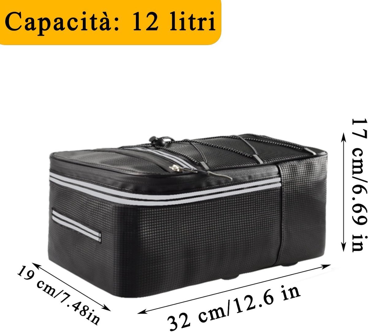 SnelShoppen - Bagagedragertas voor Mountainbike, Waterdicht, Scheurvast, Zadeltas, Multifunctioneel, Zwart, 32x19x17 cm, Veilig Fietsen, Ideaal voor L