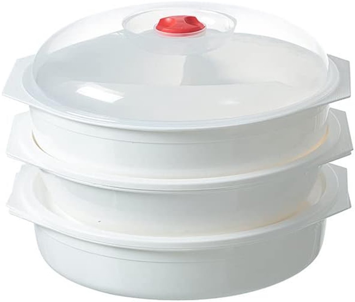 SnelShoppen - 3 Stuks Magnetron Kommen Met Geventileerde Deksels - BPA-vrij, Vaatwasser & Vriezer Veilig, 3L - Wit/Helder - Perfect Voor Keuken, Bewar